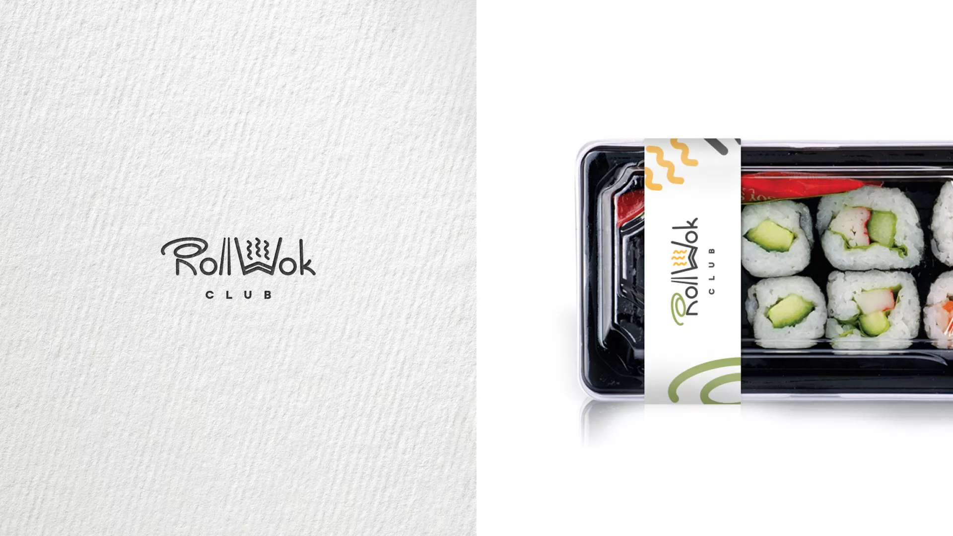 Разработка логотипа и фирменного стиля суши-бара «Roll Wok Club» в Волгограде