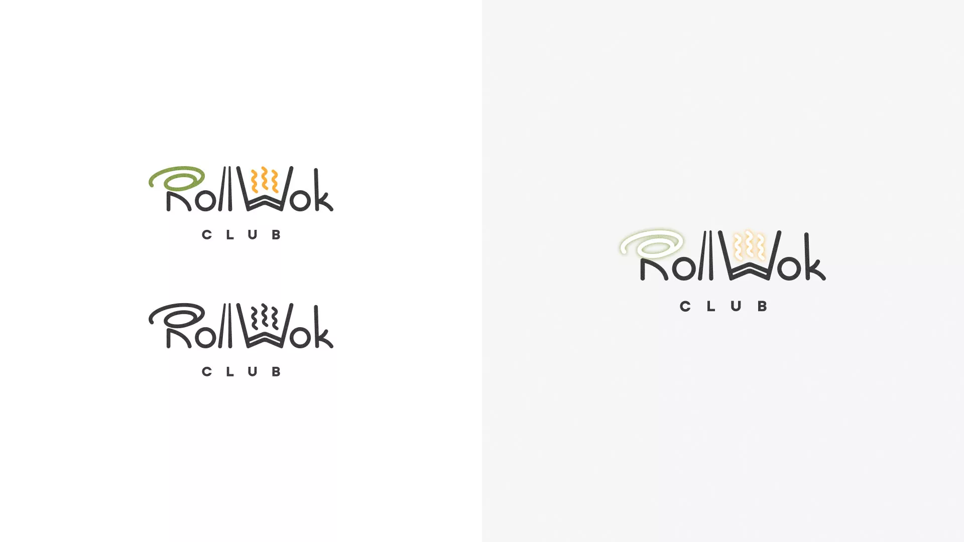Разработка логотипа и фирменного стиля суши-бара «Roll Wok Club» в Волгограде